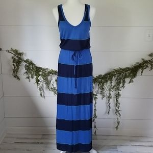 Bobi Blue Stripe Cotton Maxi Dress